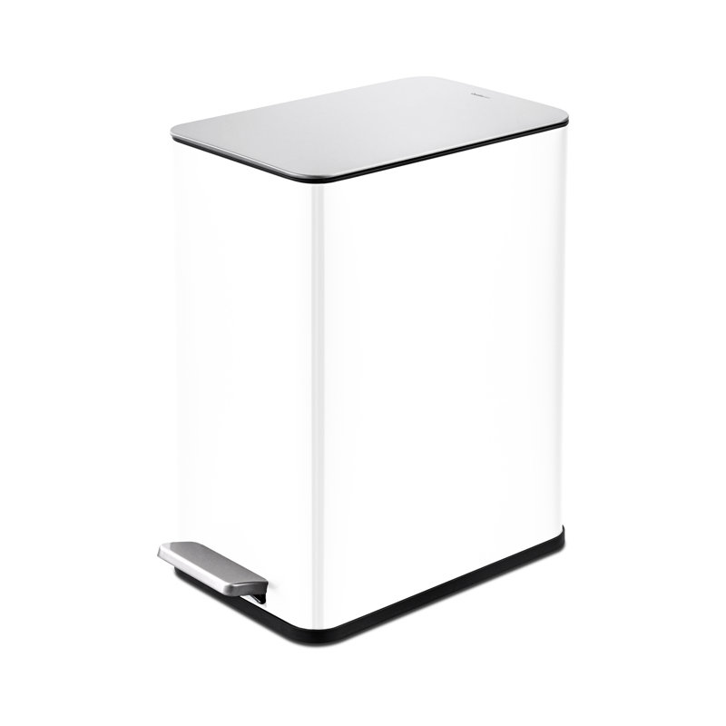 2.6 Gallon Stainless Steel Rectangular Step On Bathroom Trash Can, White