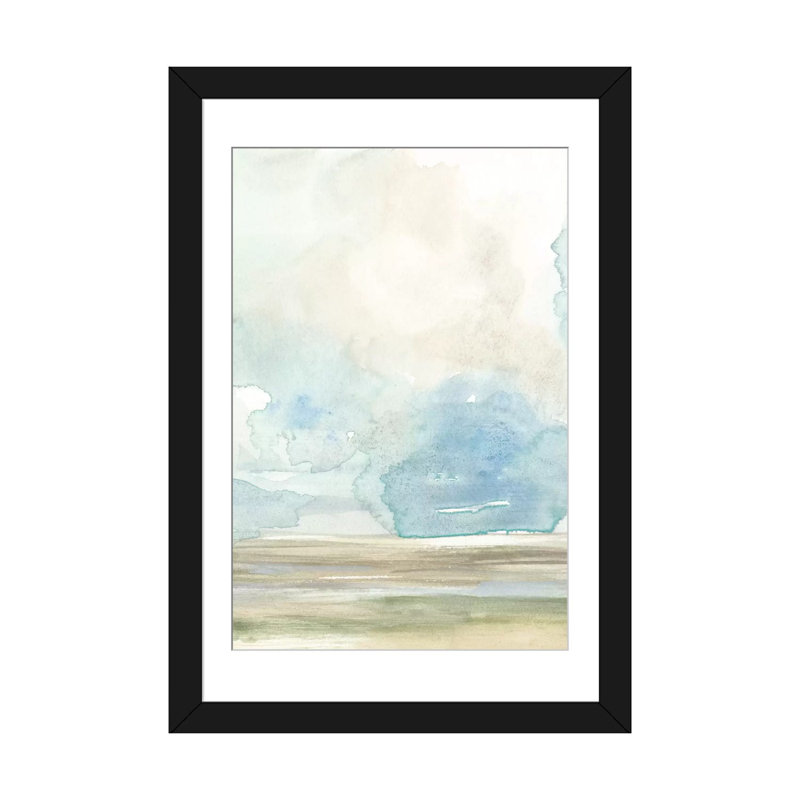 «Clouds Over The Marsh I», reproduction sur toile, H 32 po x l 24 po x P 1 po, Papier d'art encadré noir, Blanc