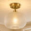 Plafonnier encastré moderne en laiton poli avec abat-jour en verre texturé, 1 lumière E26, à intensité variable, homologué ETL, compatible avec les plafonds inclinés