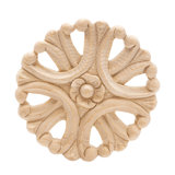 3-1/2 in x 3/8 in Unfinished Small Hand Carved Solid Hard Maple Decorative Rosette Wood Applique