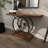 Crider Wood Wide Slatted Top Bike Brown Console Table with Dual Wheel Frame and Tiered Base