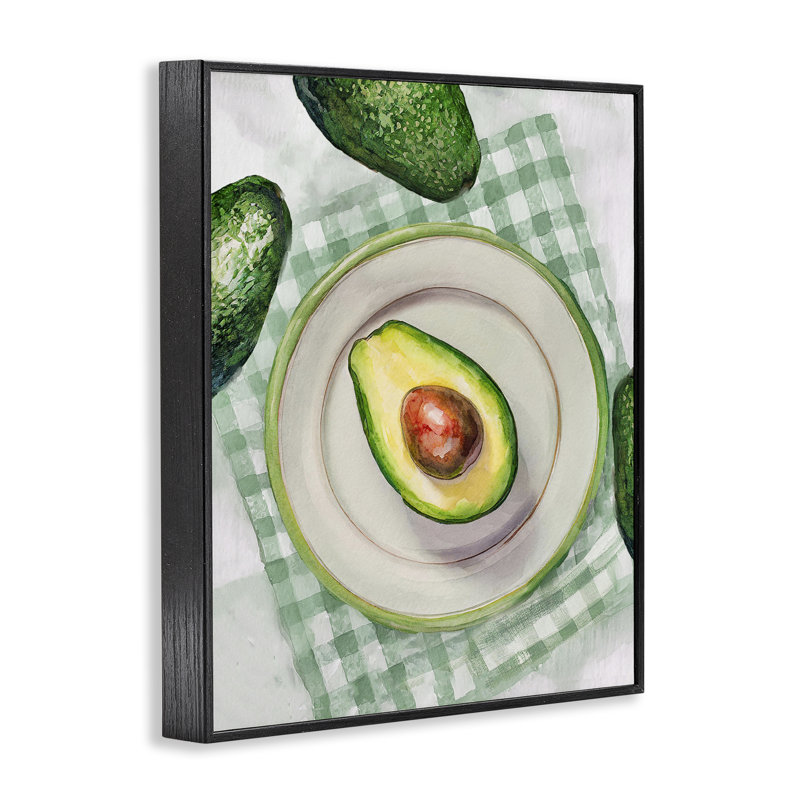 Délicieuse avocat sur planche, estampe numérique, design par Lil 'Rue, Giclée encadrée noir minuit, H 20 po x l 16 po