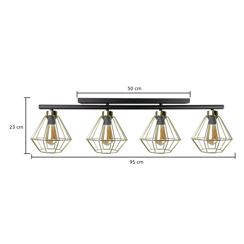 Richboro Flush Mount, Black/Gold, Gold