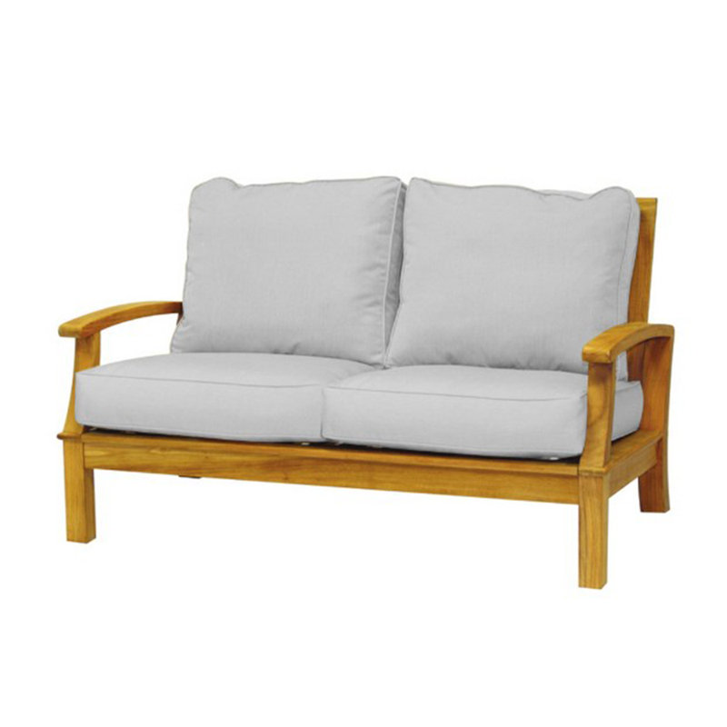 Monterey 57.5" Wide Outdoor Teak Loveseat 2 - Seater with Sunbrella Cushions, Cast Charcoal