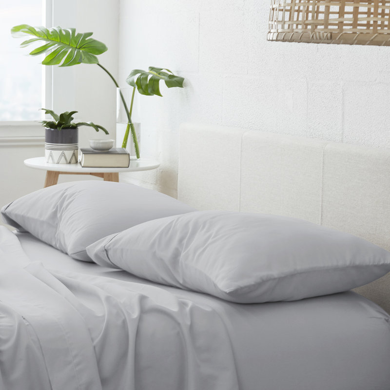 Light Gray Hypoallergenic Cotton Polyester Standard Pillowcase Set