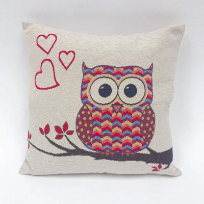 Owl On A Branch With Hearts Pillow Case