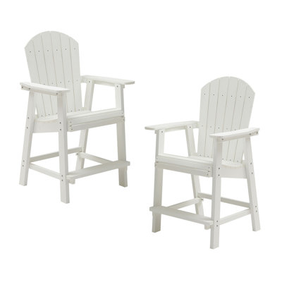 HIPS Bar Chair With Armrest,Patio Bar Chair Set Of 2, White