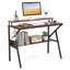 Bureau personnel avec support pour moniteur, tablette ouverte et structure en métal, crochet pour écouteurs-416590835