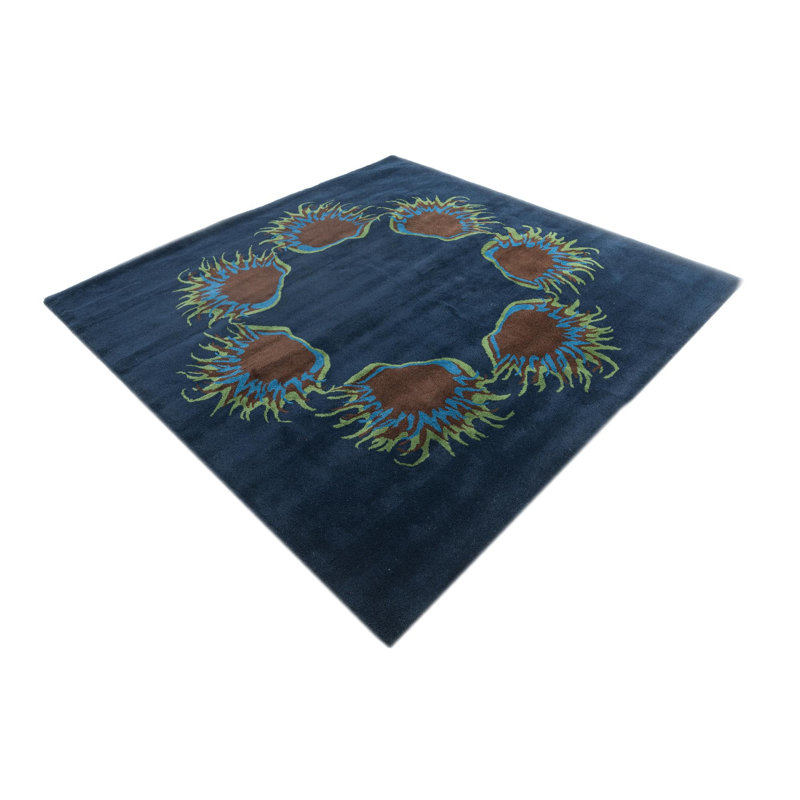 Tapis carré bleu marine Noell