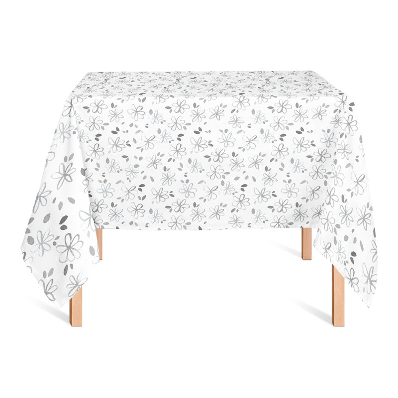 Floral Polyester Tablecloth, Gray, 58" L x 58" W
