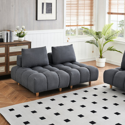 Gris avec un coussin doux et de soutien - salon, tissu de chambre à coucher de 90 pouces, sièges spacieux pour la conception de bureau d'appartement