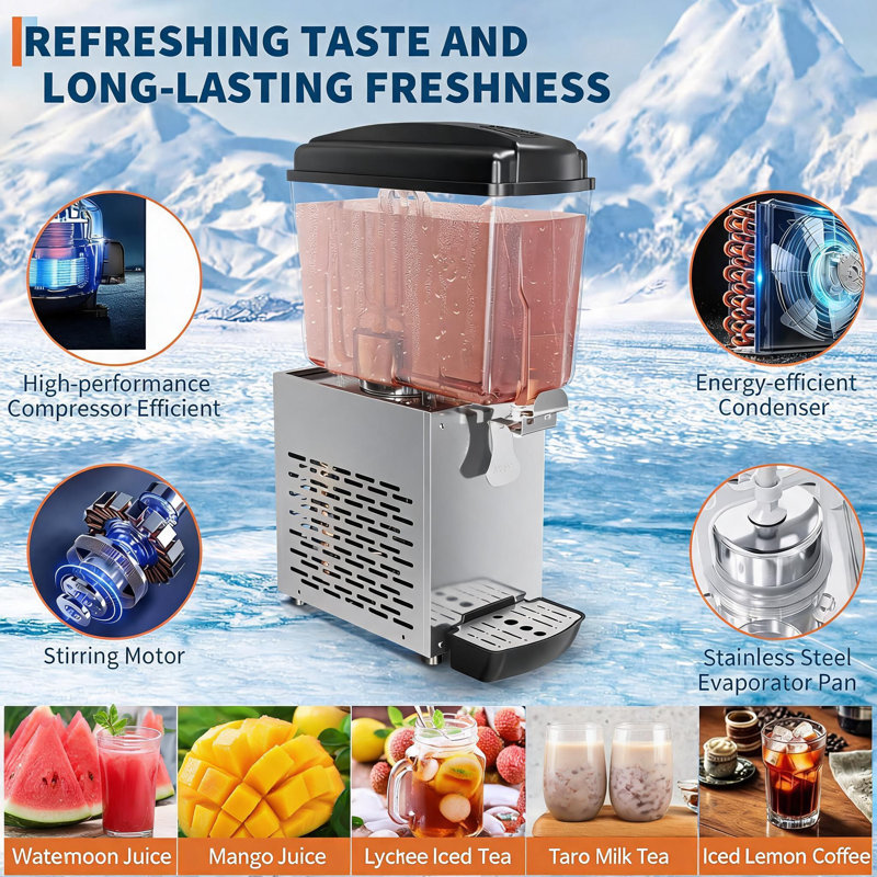 4.76 Gallon Commercial Beverage Dispenser, 150W