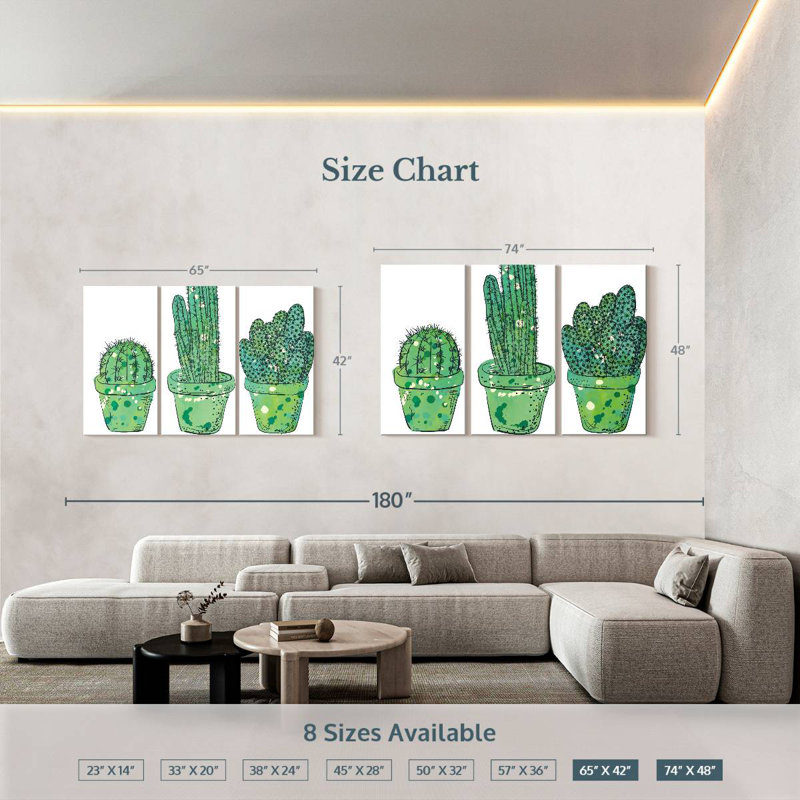 Cacti In Pots, 42" H x 65" W