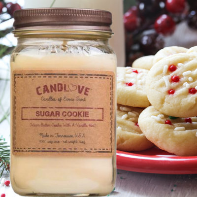 Candlove Sugar Cookie Soy Candle - Handmade, Long Burning, Highly Scented (16 OZ) USA -  FizzIt, Sugar-C-C