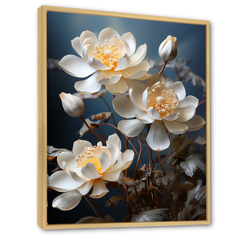 " Lotus Bliss Unveiled I ", Natural Floater Frame, 32" H x 24" W x 1" D