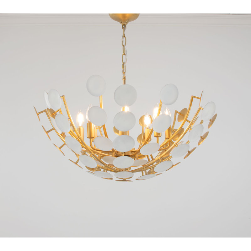 Abbey 8 - Light Chandelier, Soft Gold/White