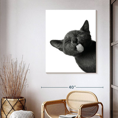 " Funny Black Cat Canvas Print "