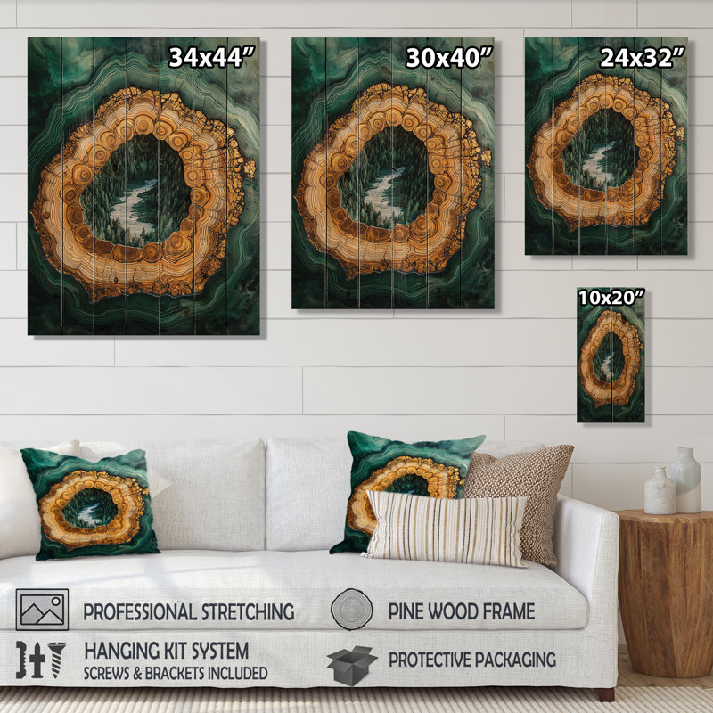 Chemin forestier audacieux de la rivière Emerald III - Art mural en bois forêt - sur bois de pin naturel