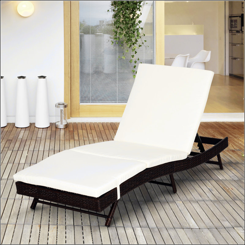 Chaise de piscine avec dossier et coussin réglables à 5 positions