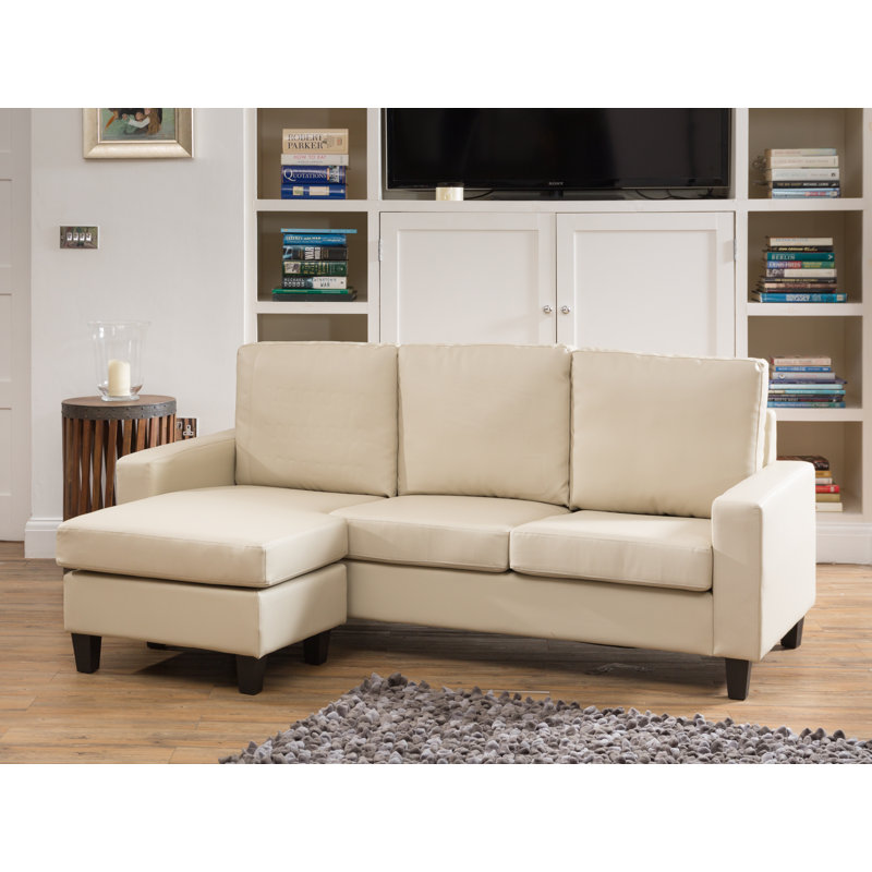 Ishiro 3 Seater Faux Leather Corner Sofa , Cream