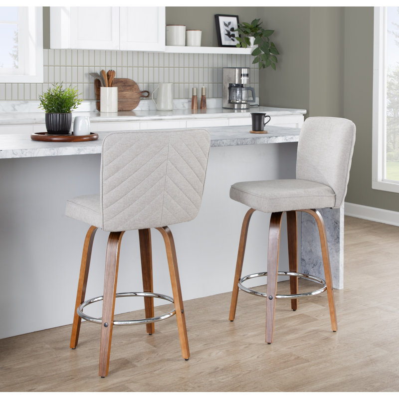Tabouret de comptoir Huxley, Polyester beige, Tabouret de comptoir (siège d'une hauteur de 27 p