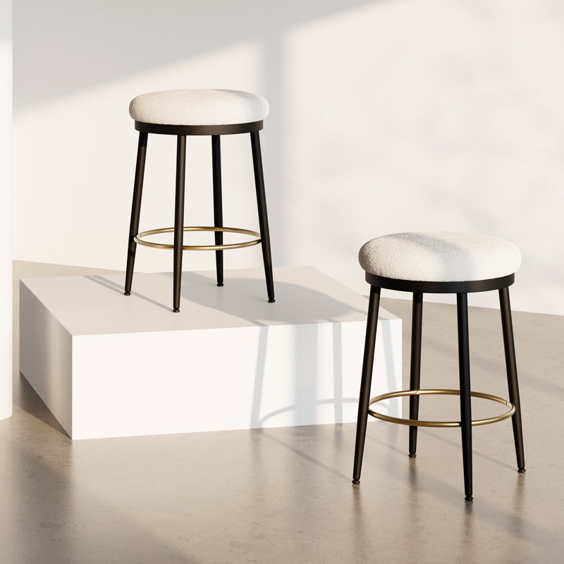 Ensemble de deux tabourets de comptoir modernes avec structure en fer, coussin éponge, repose-pieds, idéal pour la cuisine, la chambre à coucher et la salle à manger