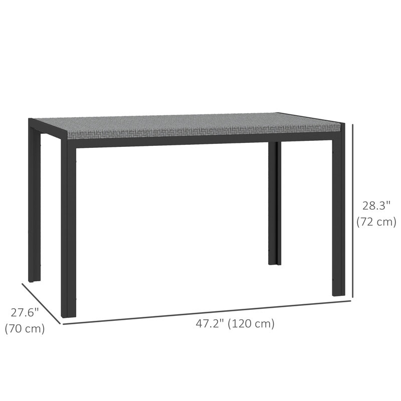 Raydell Rectangular Polyethylene (PE) Wicker Outdoor Dining Table