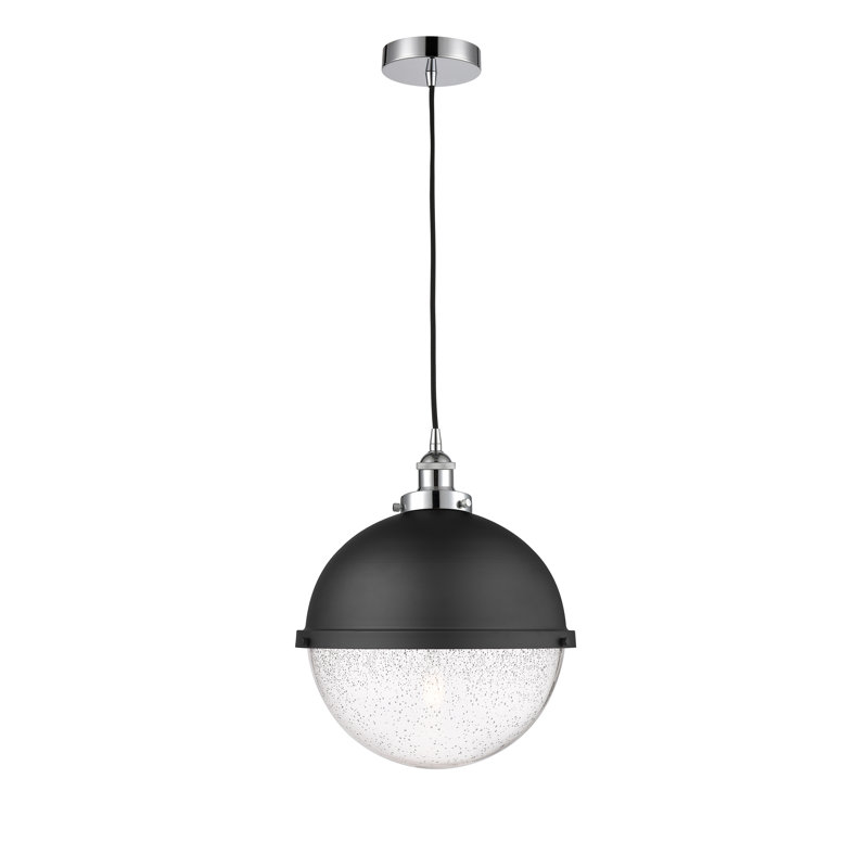 Luminaire suspendu simple à 1 lumière Laklyn, Transparent, H 16,5 po x l 13 po x P 13 po, Chrome poli