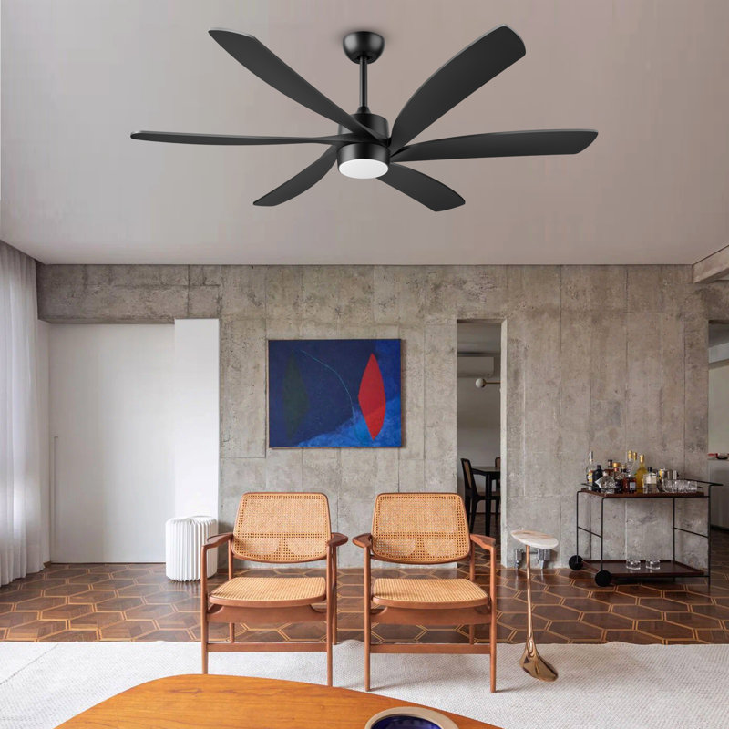 Luvina 64 Inch Ceiling Fan with Light and Remote, Modern High CFM 6 Blades Large Airflow Ceiling Fan, Quiet Reversible DC Motor, Indoor Fan for Living Room Kitchen Garage