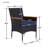5-piece Metal Patio Outdoor Dining Set With Umbrella, Navy Blue Cushions, Square Wood-like Table Top Table