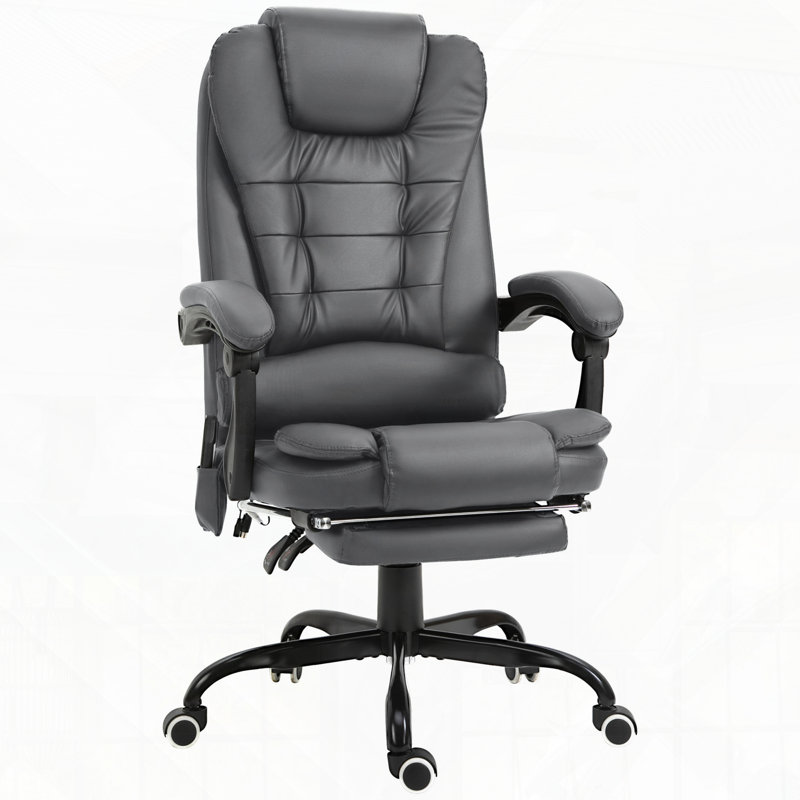 7-Point Vibrating Massage Office Chair with Reclining Back, Gray
