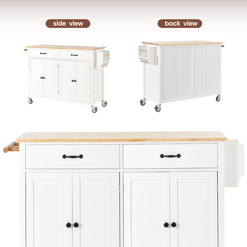 Ayyan Wood Kitchen Cart, White