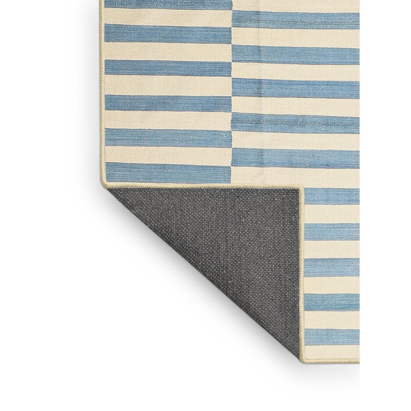 Tapis contemporain bleu / jaune, Rectangle 5 pi x 7 pi