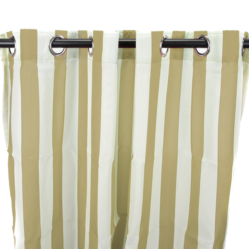 Solid 54" x 84" Grommet Semi-Sheer Outdoor Curtain Panel, Striped Khaki, 54" W x 84" L