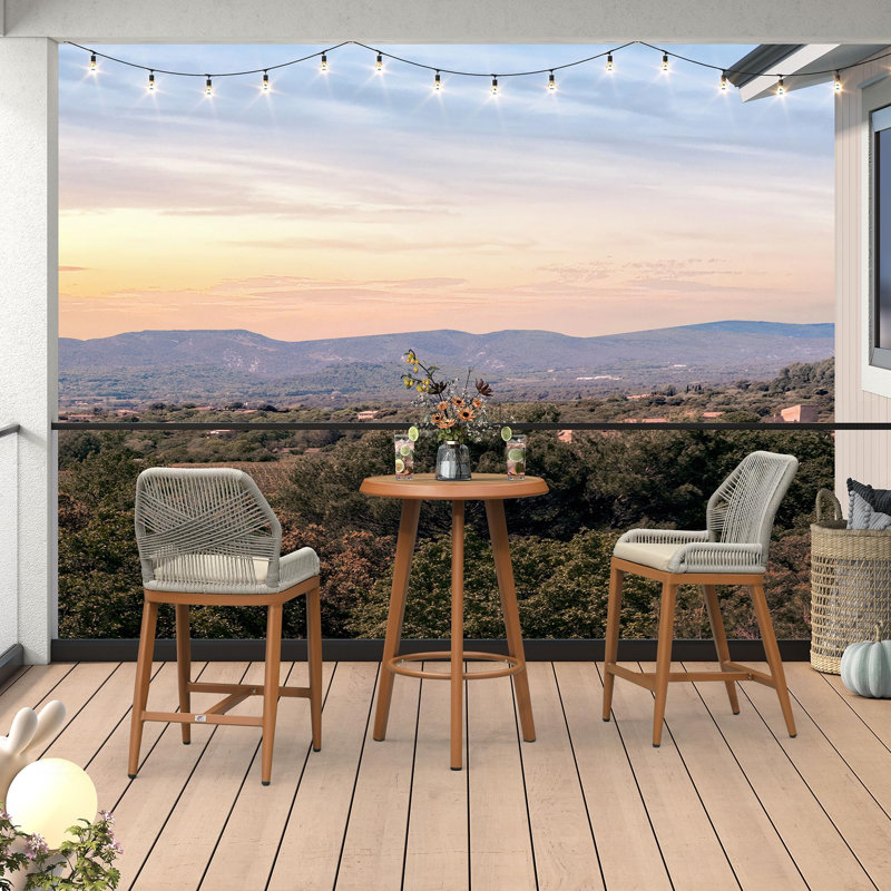  Table de bar Patio, 37.4" H x 33.46" W x 33.46" D, Brun