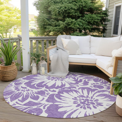 Alfonzo Flatweave Washable Floral Indoor / Outdoor Rug