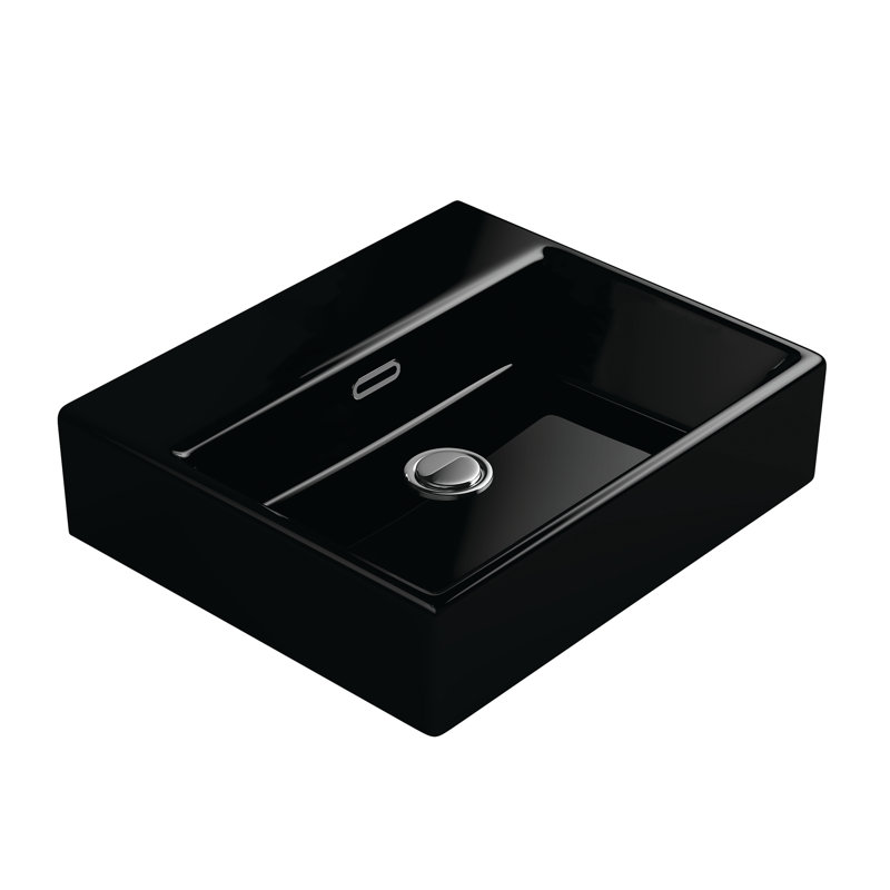 Quattro 19.5'' L Bathroom Sink, Gloss Black, No Hole
