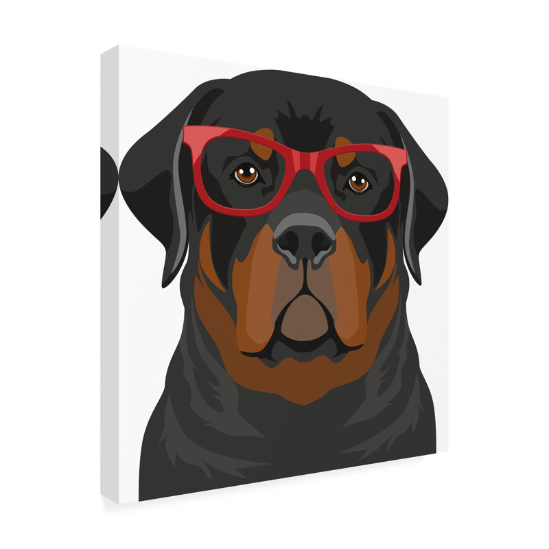 «Fottaby Affiliates», art rottweiler portant des lunettes de hipster 1, H 35 po x l 35 po x P 2 po