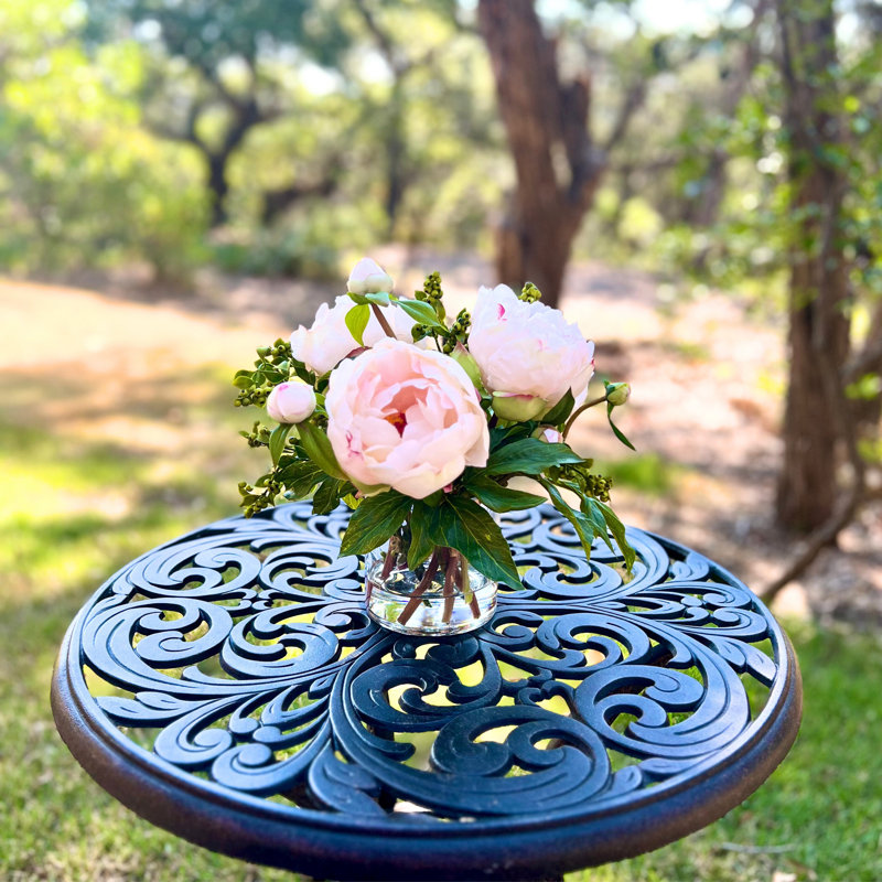 Faux peony arrangement in vase, Light Pink
