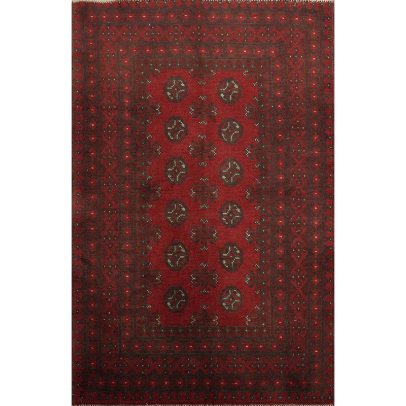 Tapis décoratif à motif géométrique oriental afghan 3 x 5