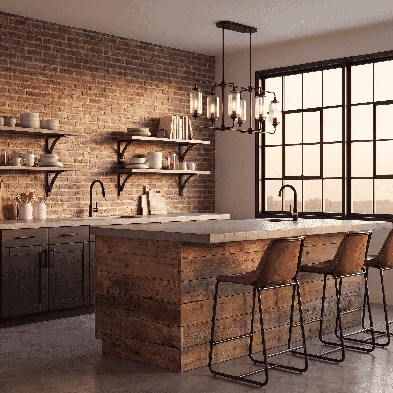 Nunley 6-Light Linear Chandelier in Matte Black, Matte Black