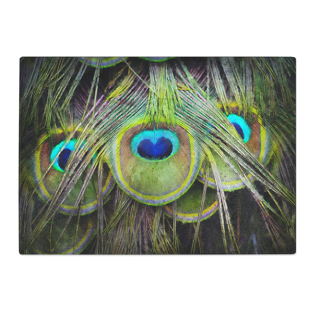 Tempered Glass Peacock Feathers Chopping Board