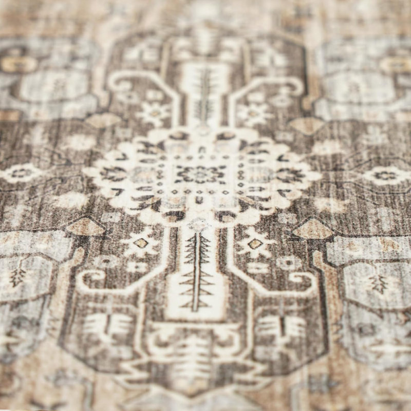 Washable Rugs - Large Boho Rugs for Living Room Stain Resistant Carpet Vintage Tribal Rugs for Bedroom Kitchen Bathroom Non Slip Backing Home Decor Floor Decoration Mat Beige