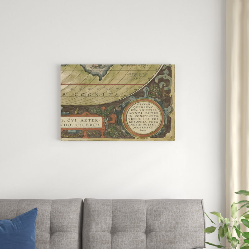 Mappemonde antique grille III, H 20 po x l 30 po x P 1,25 po