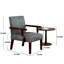 Chaise d'appoint contemporaine avec bureau rond en bois - accoudoirs en tissu gris dans la table et structure en bois massif pour la chambre à coucher