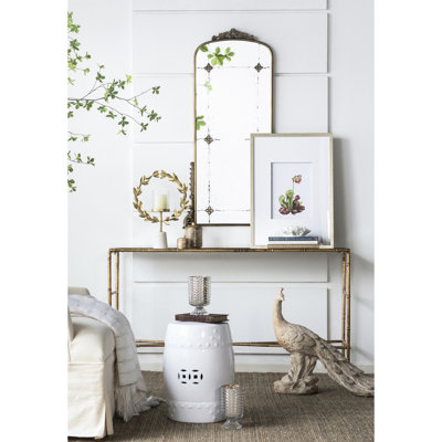 24" X 48.5" Full Length Metal Frame Gold Mirror With Antiqued Look, Great For Bathroom Or Entryway Decor Wall Mounted Antique Finish And Frame, Ideal