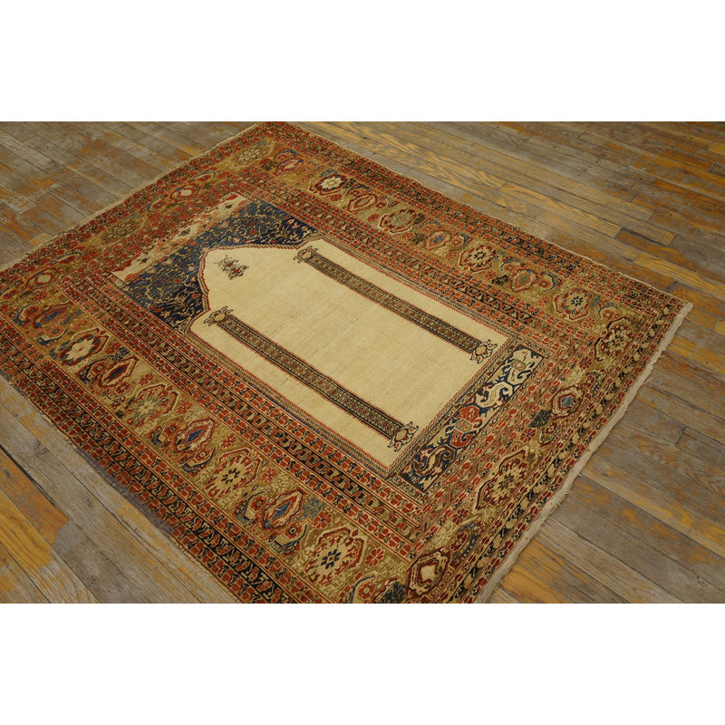 Mid 18th Century Antique Turkish Ghiordes Classic Mehrab Muslim Prayer Design Rug