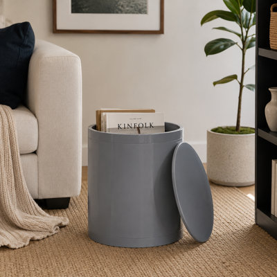 Tabouret de rangement Otto | Repose-pieds rond avec rangement en plastique | Couleur unie