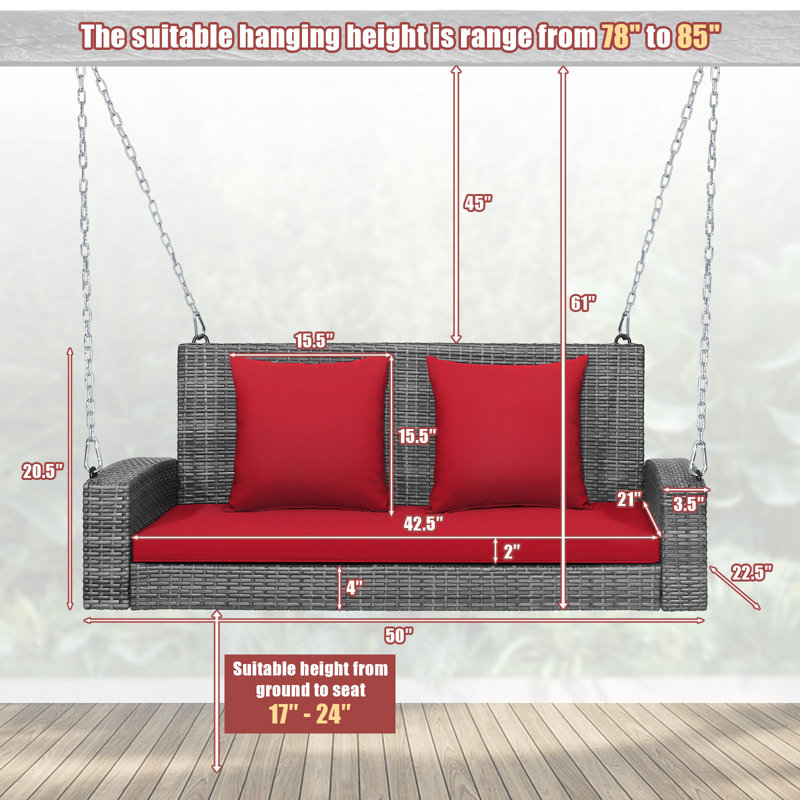 2 Person Porch Swing, Red