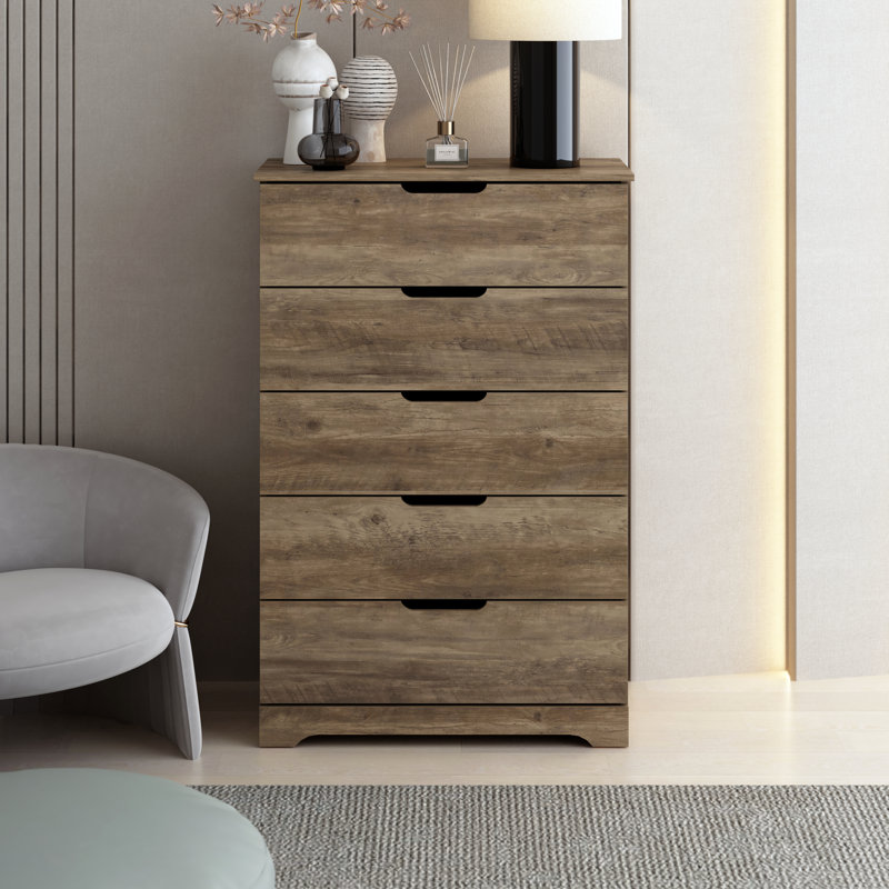 Commode 5 tiroirs l 31,5 po Aroob, Chêne noueux
